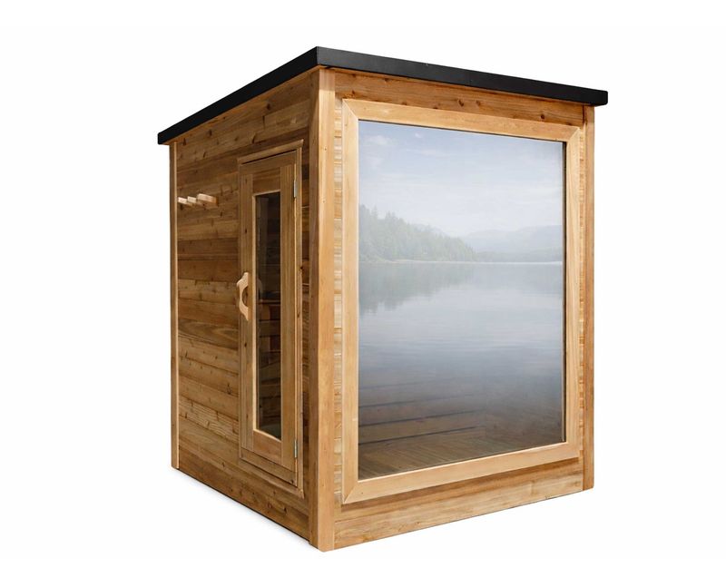 6 Foot Mini Modern Panoramic Red Cedar Sauna