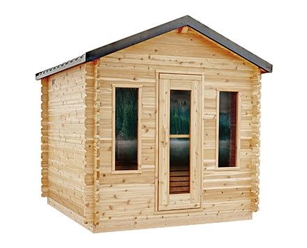 8 Foot Classic Cabin Red Cedar Sauna, Heater Option: Electric, Stain Upgrade: Natural