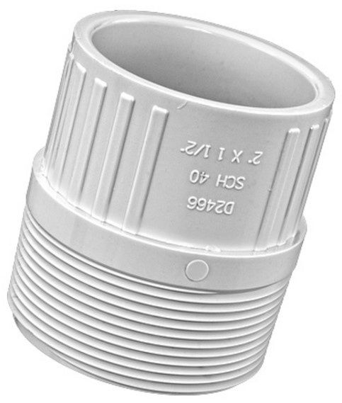 2" x 1.5" White MPT x Slip SCH40 Reducing Male Adapter