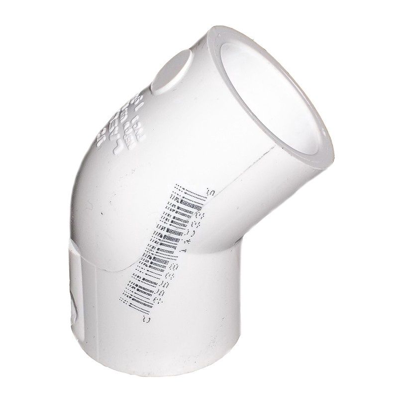 2" White Slip x Slip SCH40 PVC 45 Degree Elbow