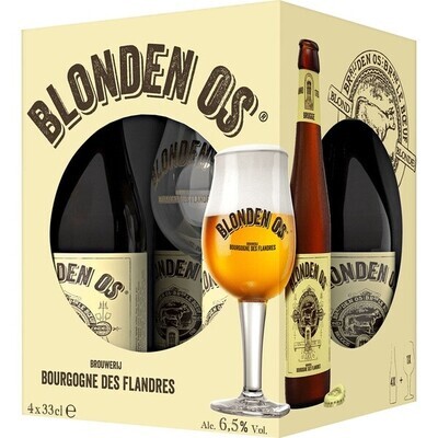Blonden Os Giftpack 4x33cl + glas
