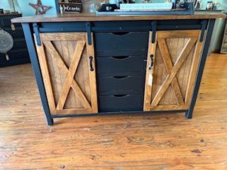 Barndoor Kitchen Island- Black