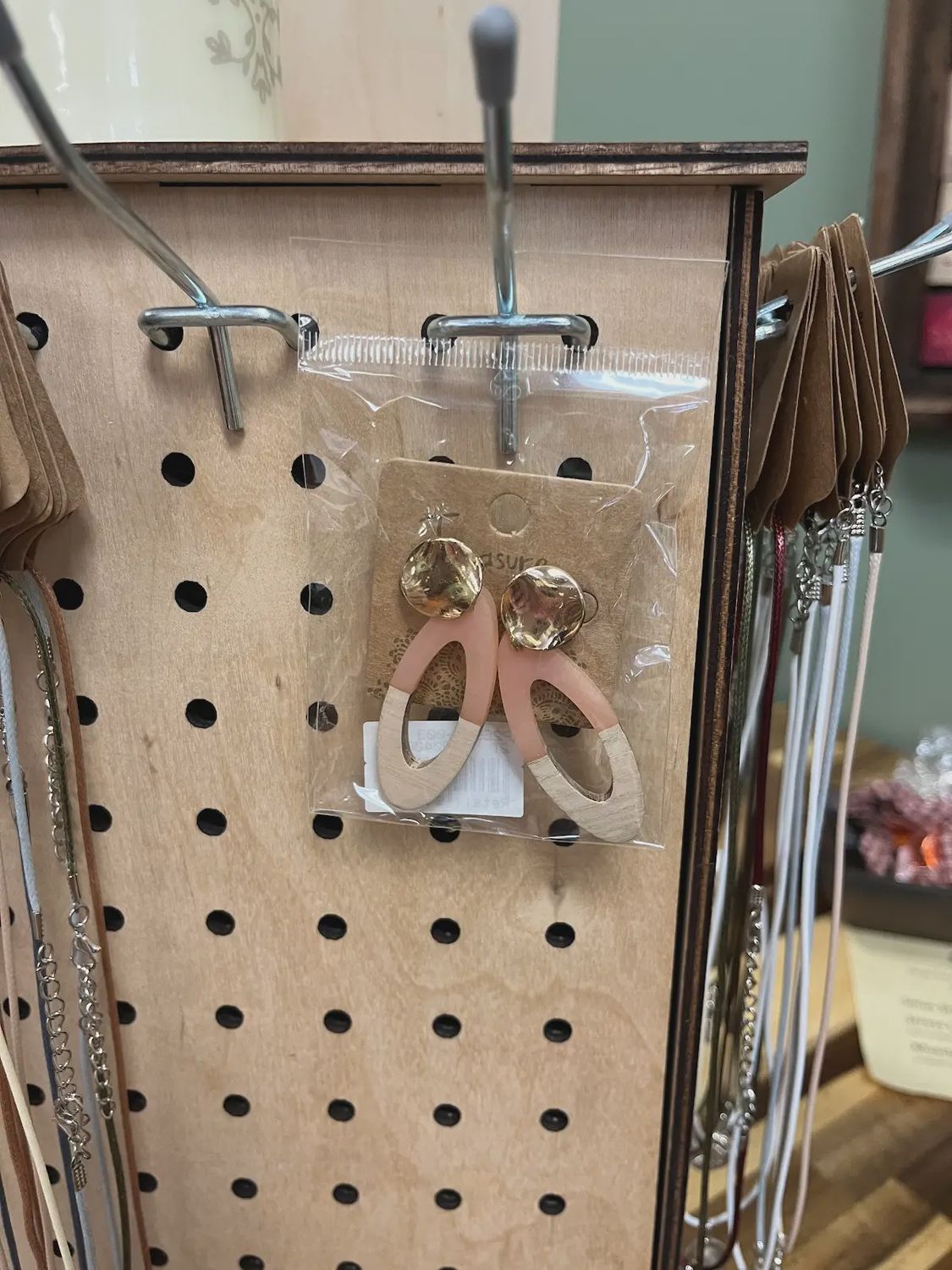 Wood &amp; Resin Marquise Earrings