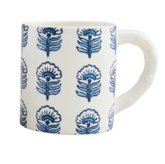 Blue White Block Print Coffee Mug