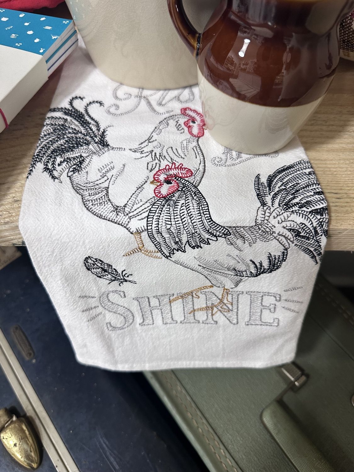 Rise and Shine Rooster Themed Tea Towel