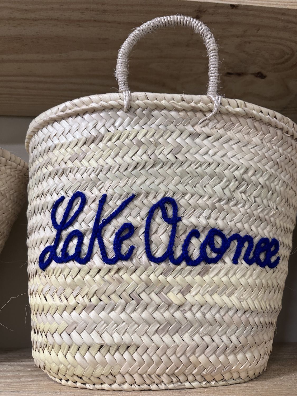 Moroccan Straw Basket - Lake Design, Pattern: Lake Oconee