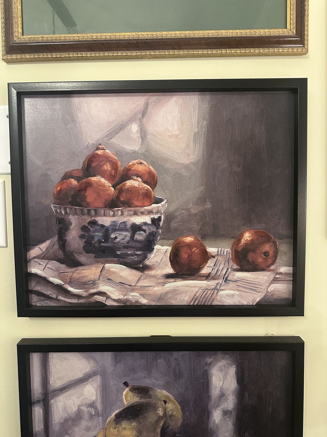 Fruit Framed Picture in Blue &amp; White Bowl, Colour: Orange