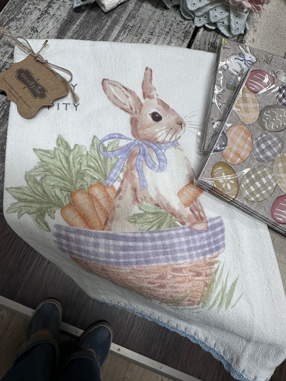 Easter Bunny Hippity Hoppity Tea Towel