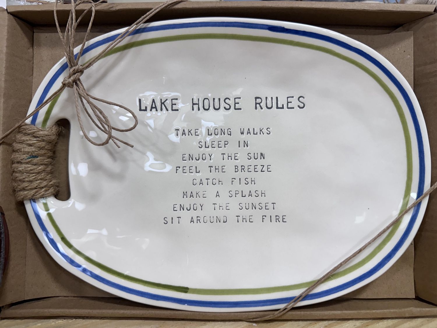 Mud Pie Small Platter Lake House Rules