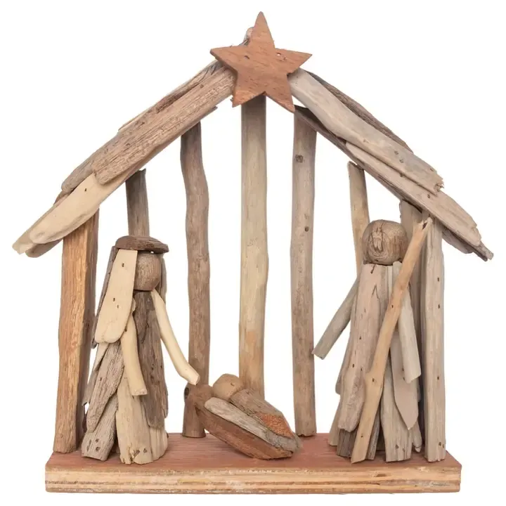 11.25" Driftwood Nativity Scene Christmas Décor - Coastal