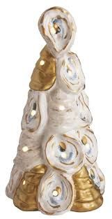 8" LED White &amp; Gold Oyster Shell Tree Mud Pie