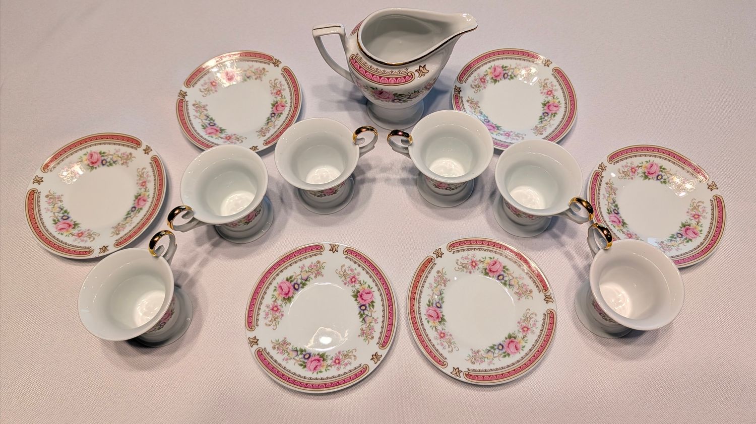 Limoges Demitasse Set with Rare Crème Liquide Pitcher