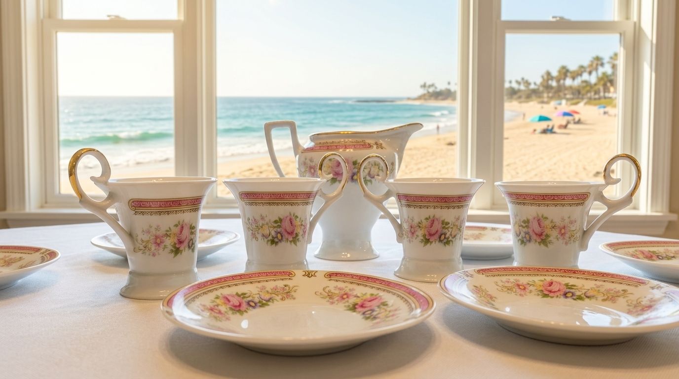 Limoges Demitasse Set with Rare Crème Liquide Pitcher