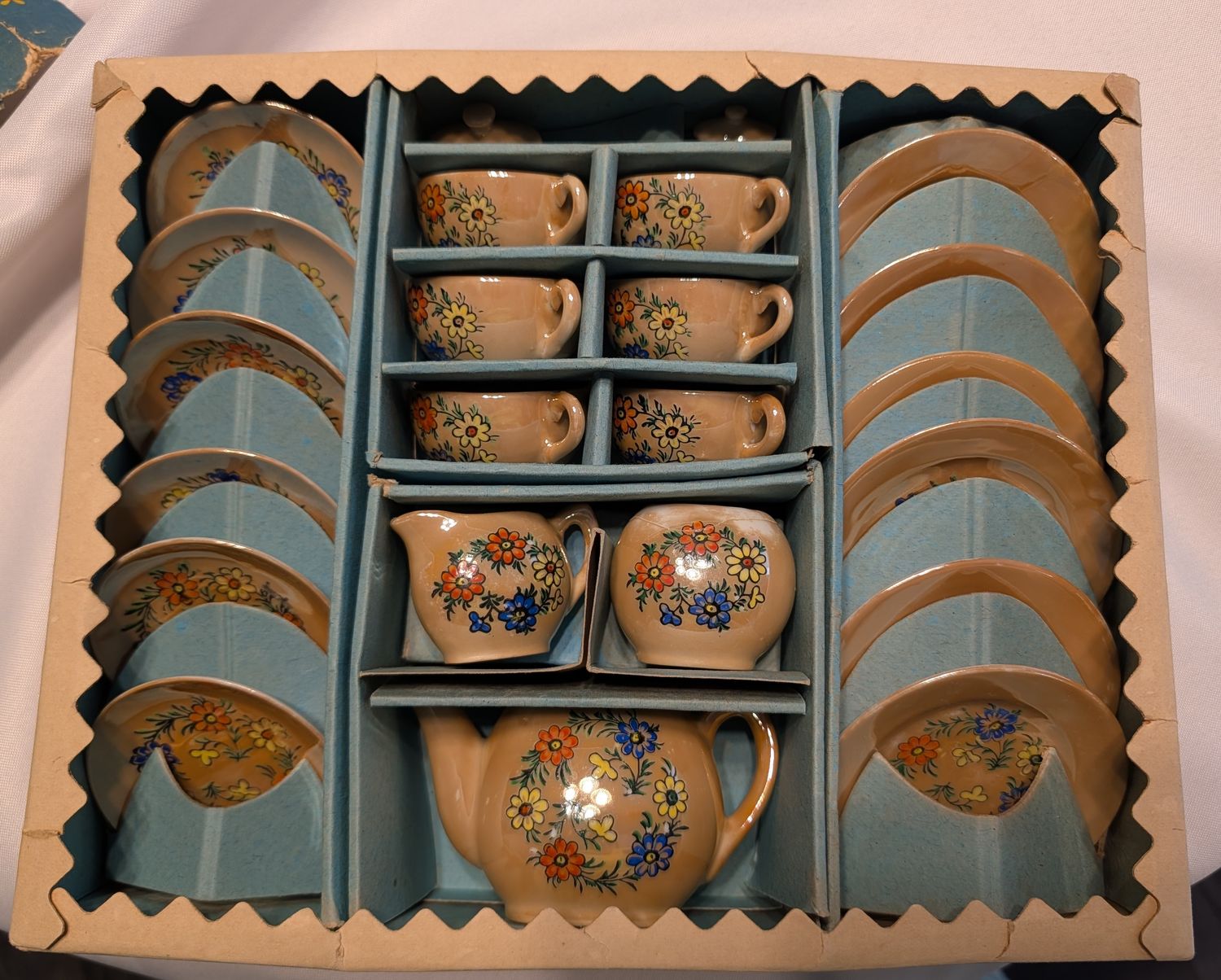 Sonsco Floral Lusterware Children's Tea Set with Original Box