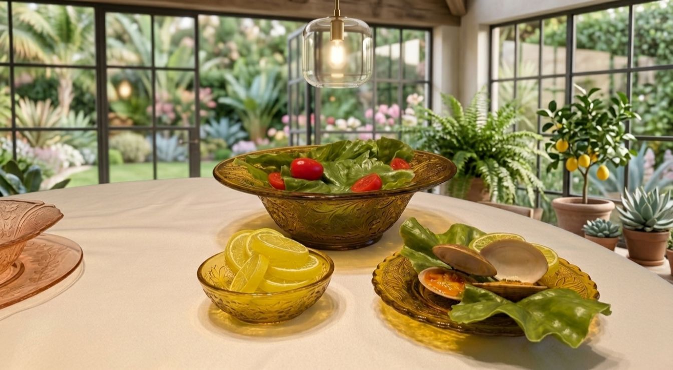 Tiara Exclusives Amber Pressed Glass Serving bowls, Set of 3