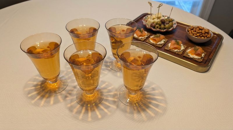 Vintage Fostoria Beverly Amber Oyster Cocktail Glasses— Set of Five