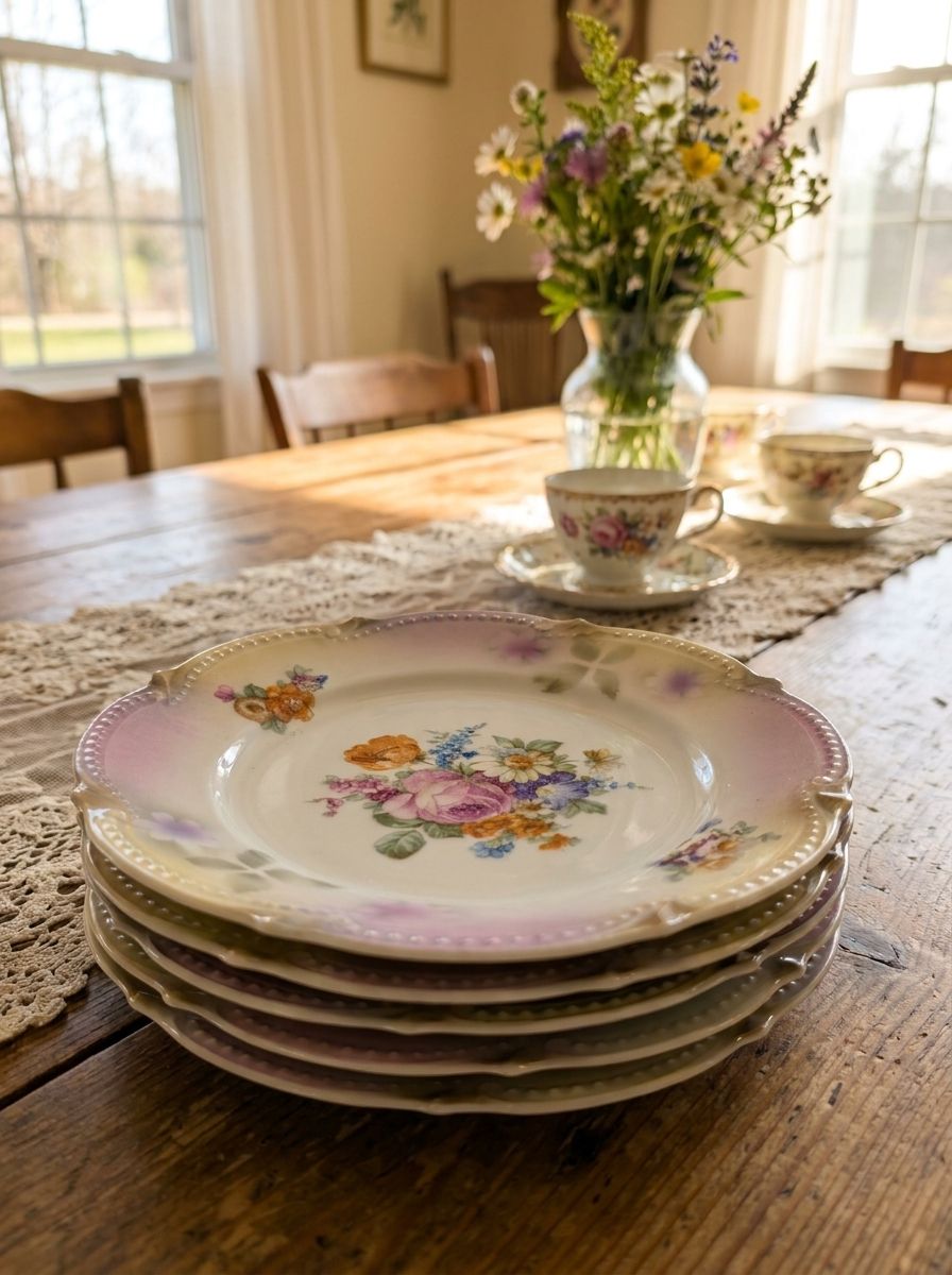 Bavarian Floral Porcelain Plates (Set of 5)