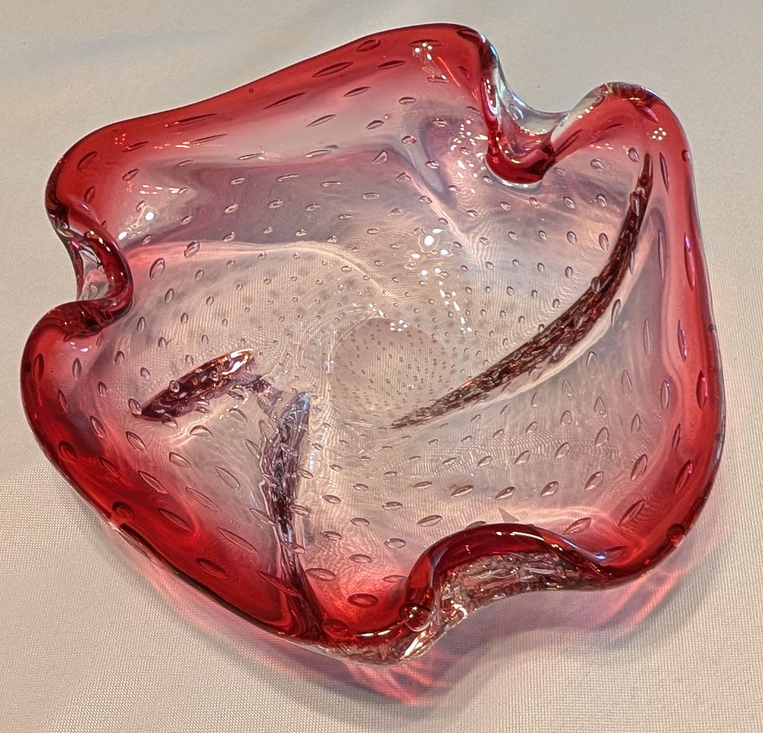 Vintage Murano Bullicante Art Glass Bowl - rare size 8 1/2 inches
