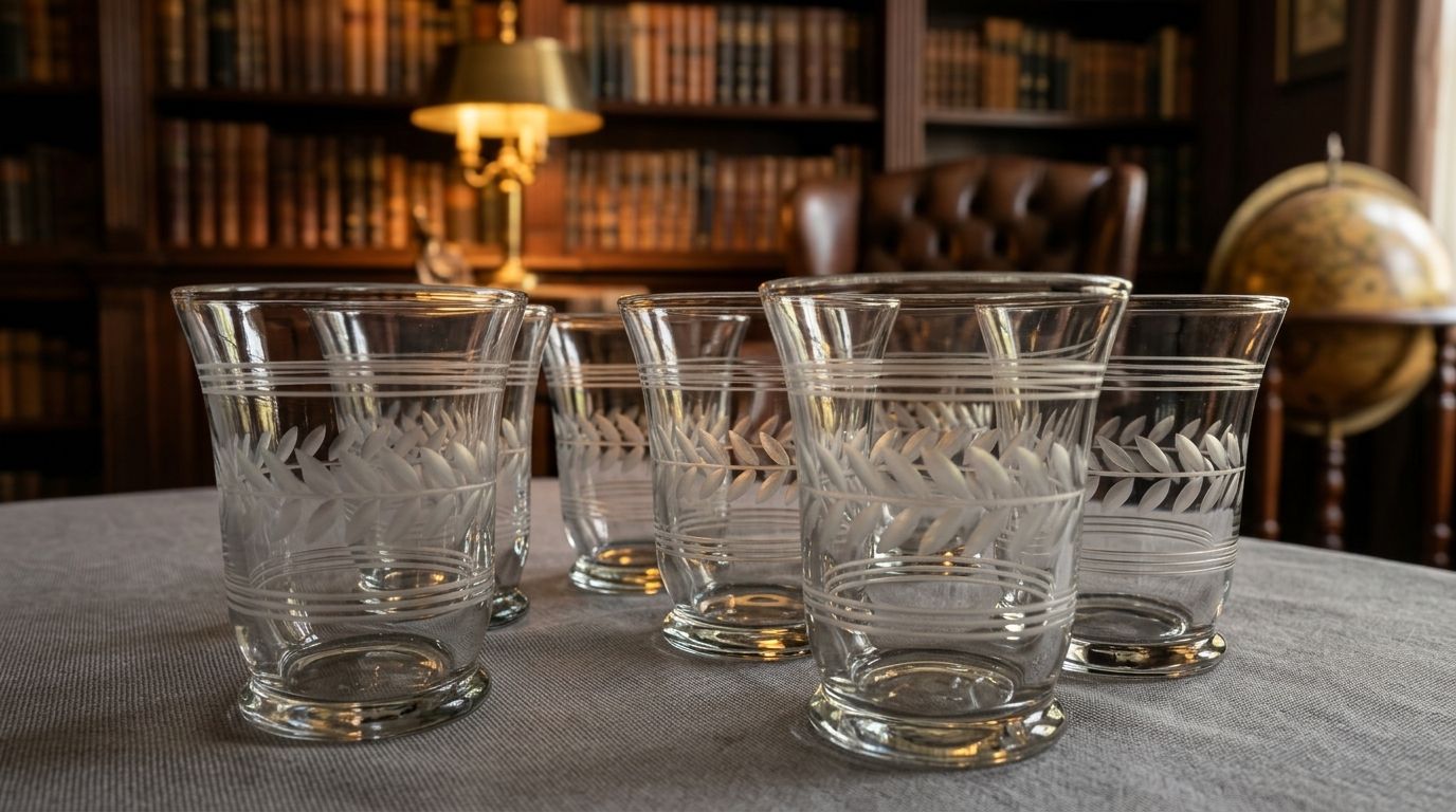 Vintage Anchor Hocking tumbler featuring the classic AHC55 pattern (Set of 7)