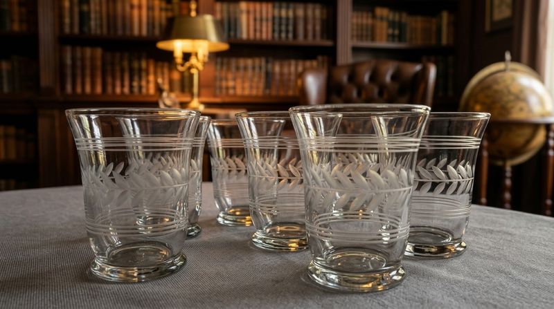 Vintage Anchor Hocking AHC55 Pattern Glass Tumblers — Set of Seven