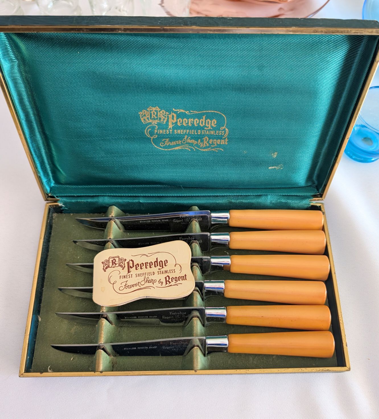 Peeredge Regent Sheffield Stainless Steel Steak Knives in Original Presentation Case – Set of Six