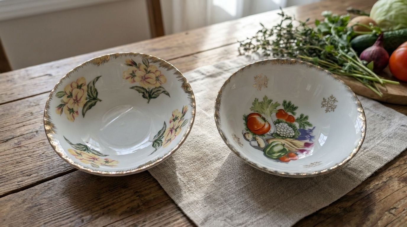 2 Vintage cereal bowls dating to approximately the 1940s–1950s