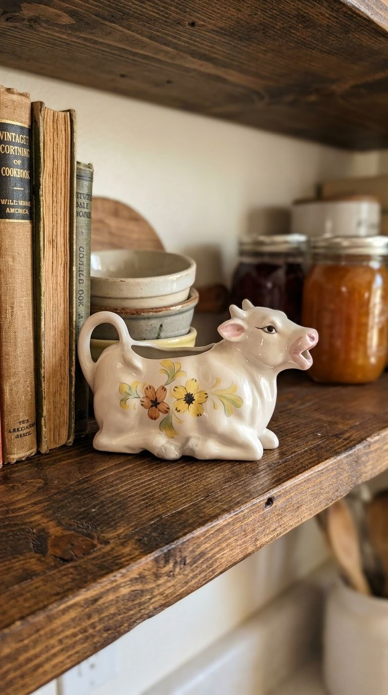 Lenwile Ardalt Artware cow creamer, handcrafted in Japan during the 1950s.