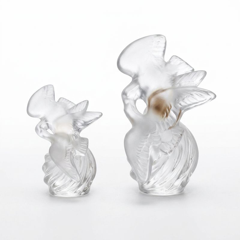 Authentic Lalique for Nina Ricci L’Air du Temps Crystal Dove Perfume Bottles — Graduated Pair