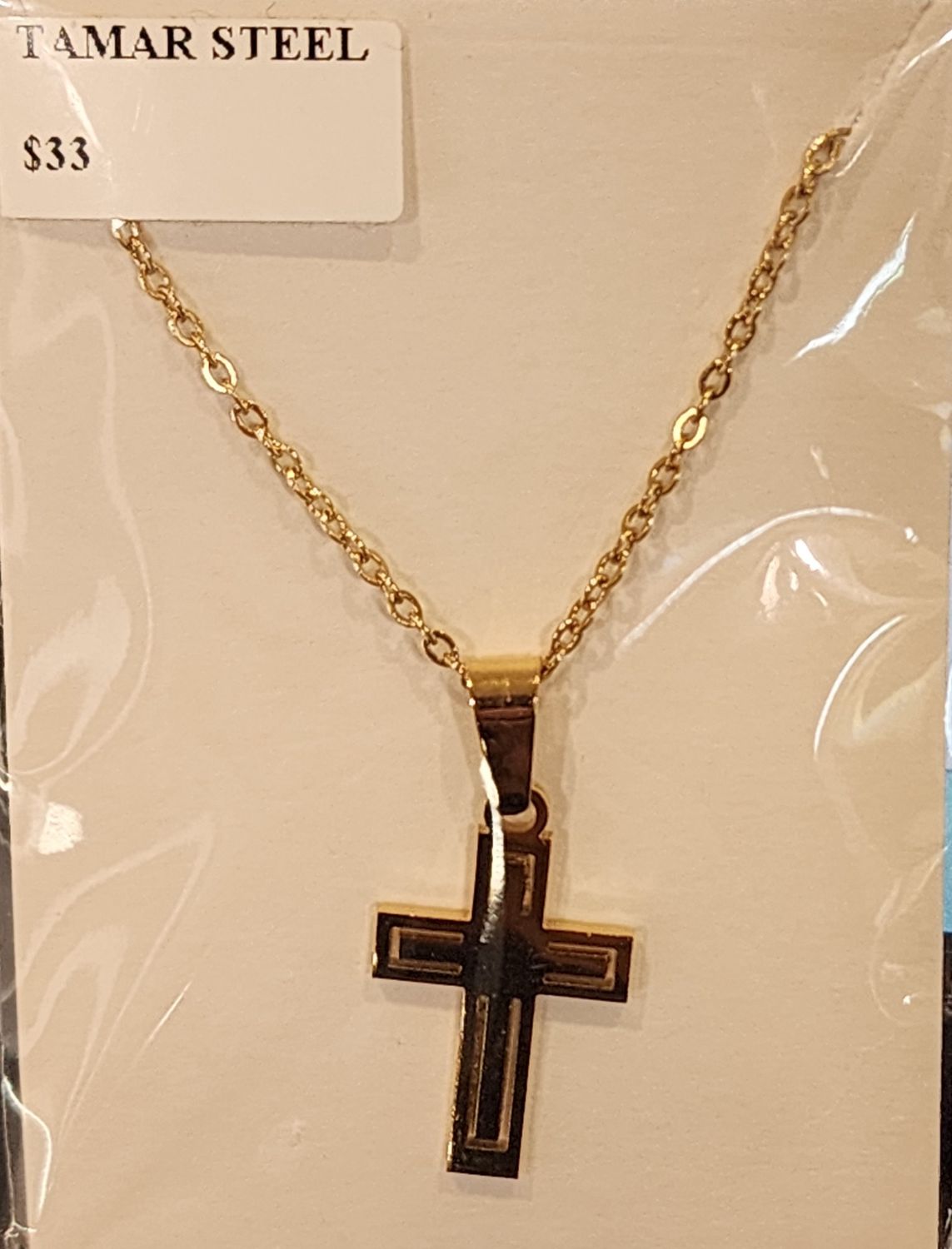 Sereni Cross Necklace SS GP M