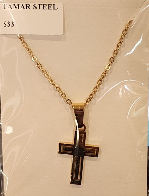 Sereni Cross Necklace SS GP M