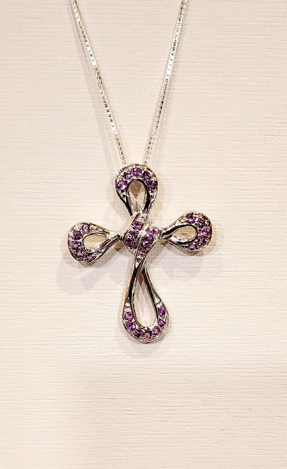 Amthst Cross Pendant in 925 0005