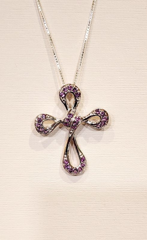 Amthst Cross Pendant in 925 0005