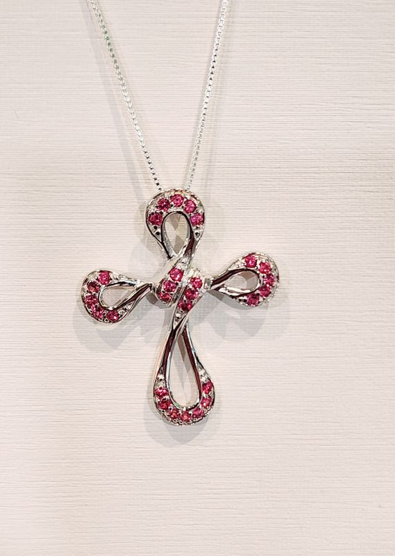 Rhodolite Cross Pendant in 925 0002