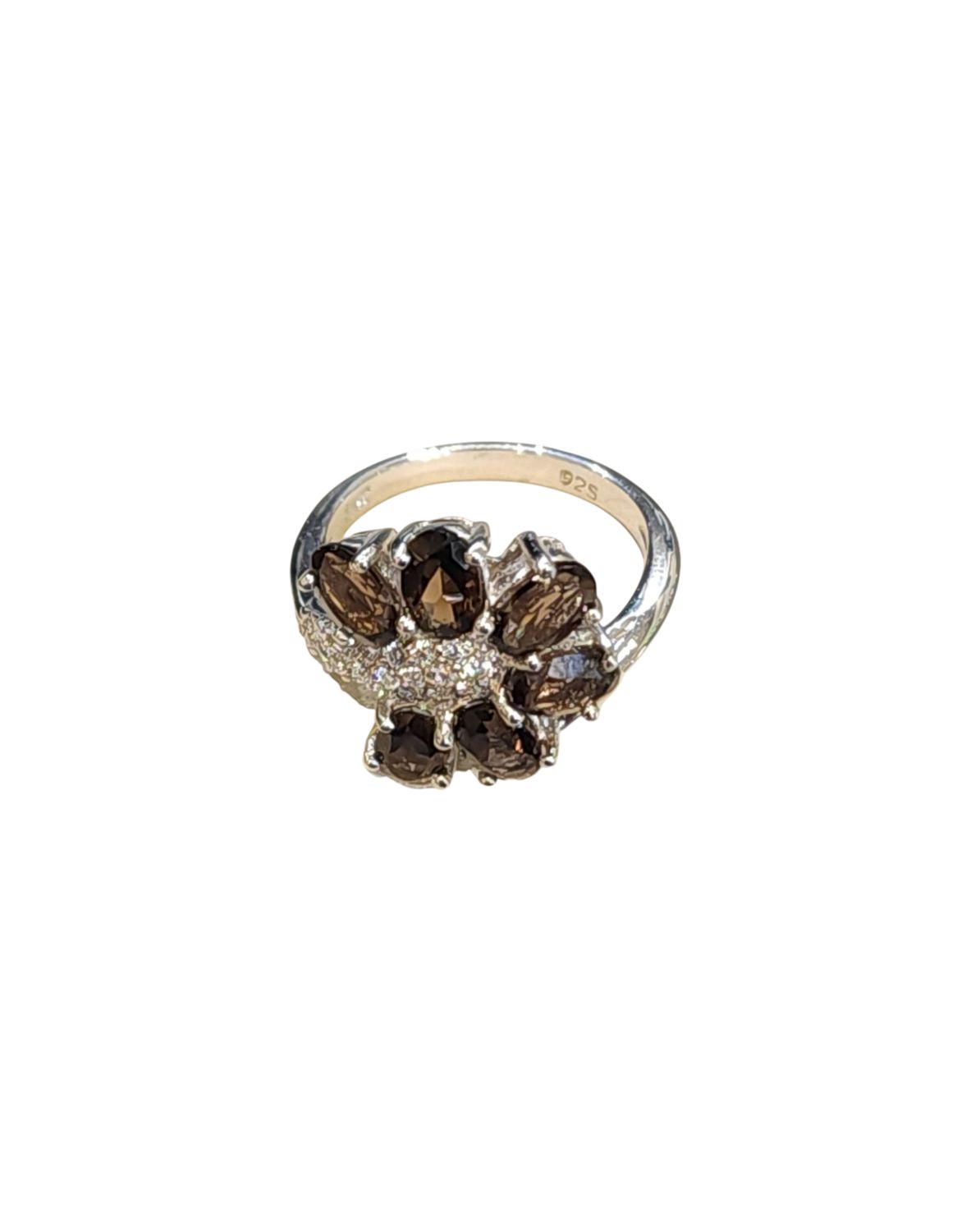 Smoky Qtz Ring in 925 0224