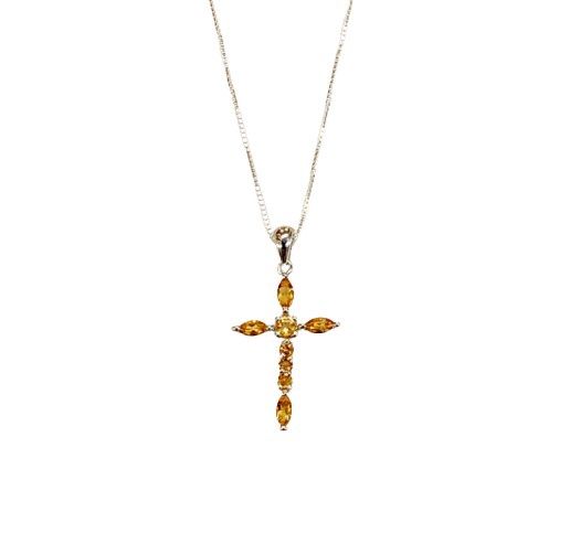 Citrine Cross Pendant in 925 0011