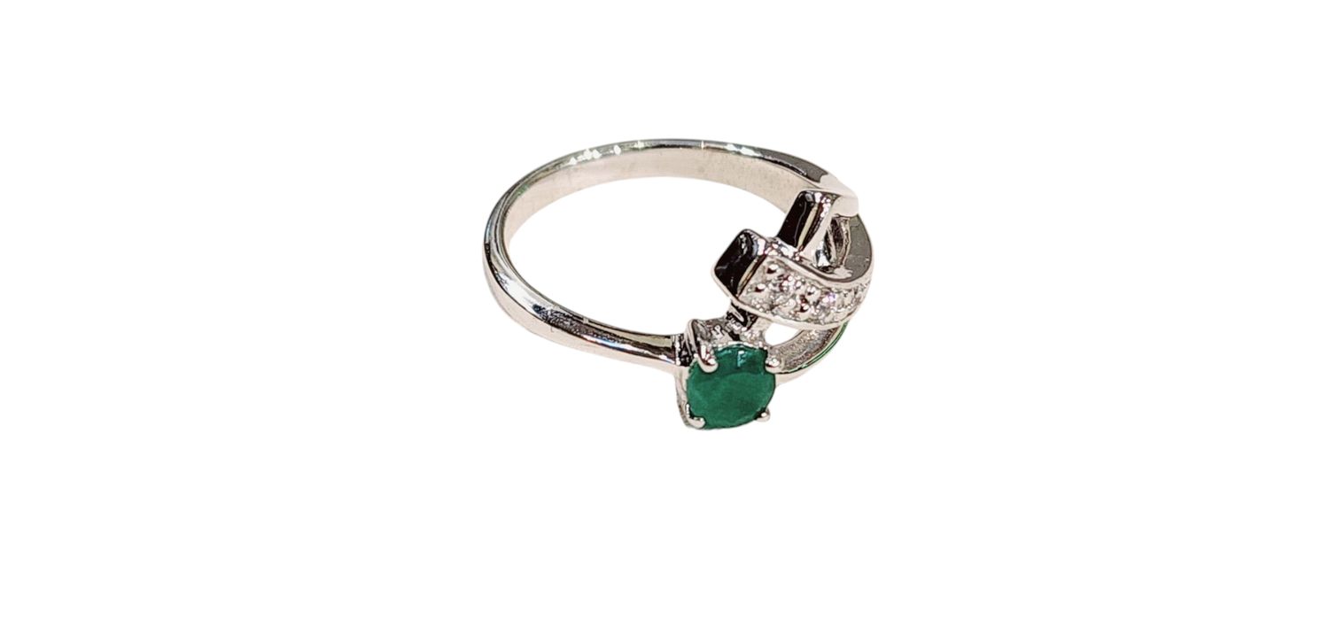 Green Agate Ring in 925 0157 sz 6.5