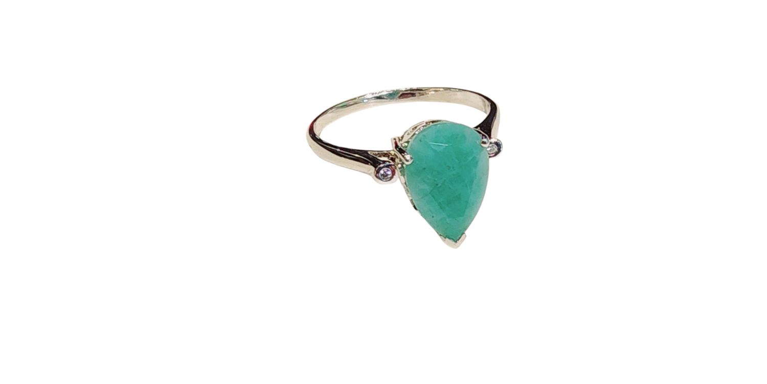 Emerald Ring in 925 0112 SZ 9