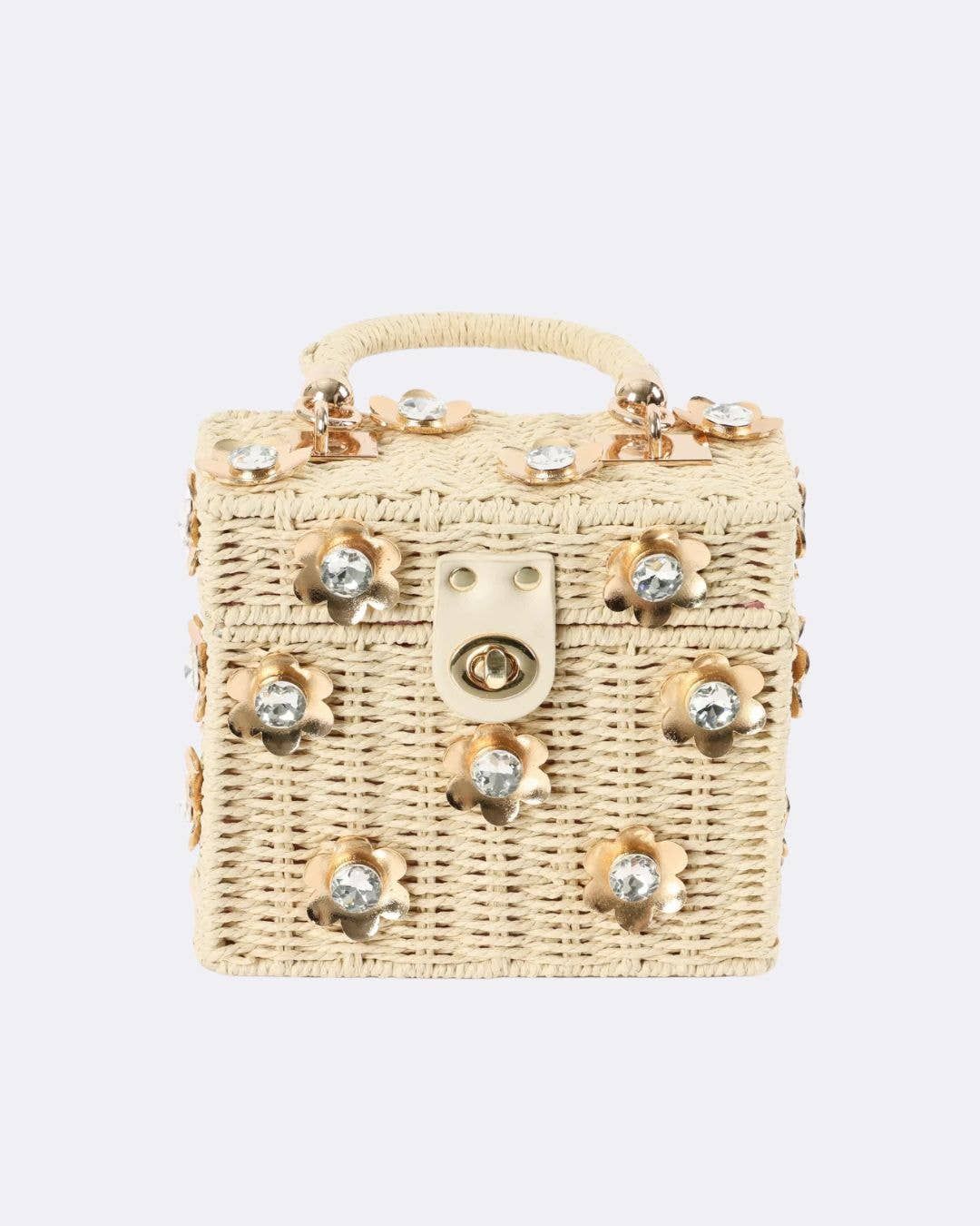 Wicker Bucket Daisy Flower Purse: Cream + GOLD LUXE Daisy Wicker Bucket Daisy Flower Purse: Cream + GOLD LUXE Daisy