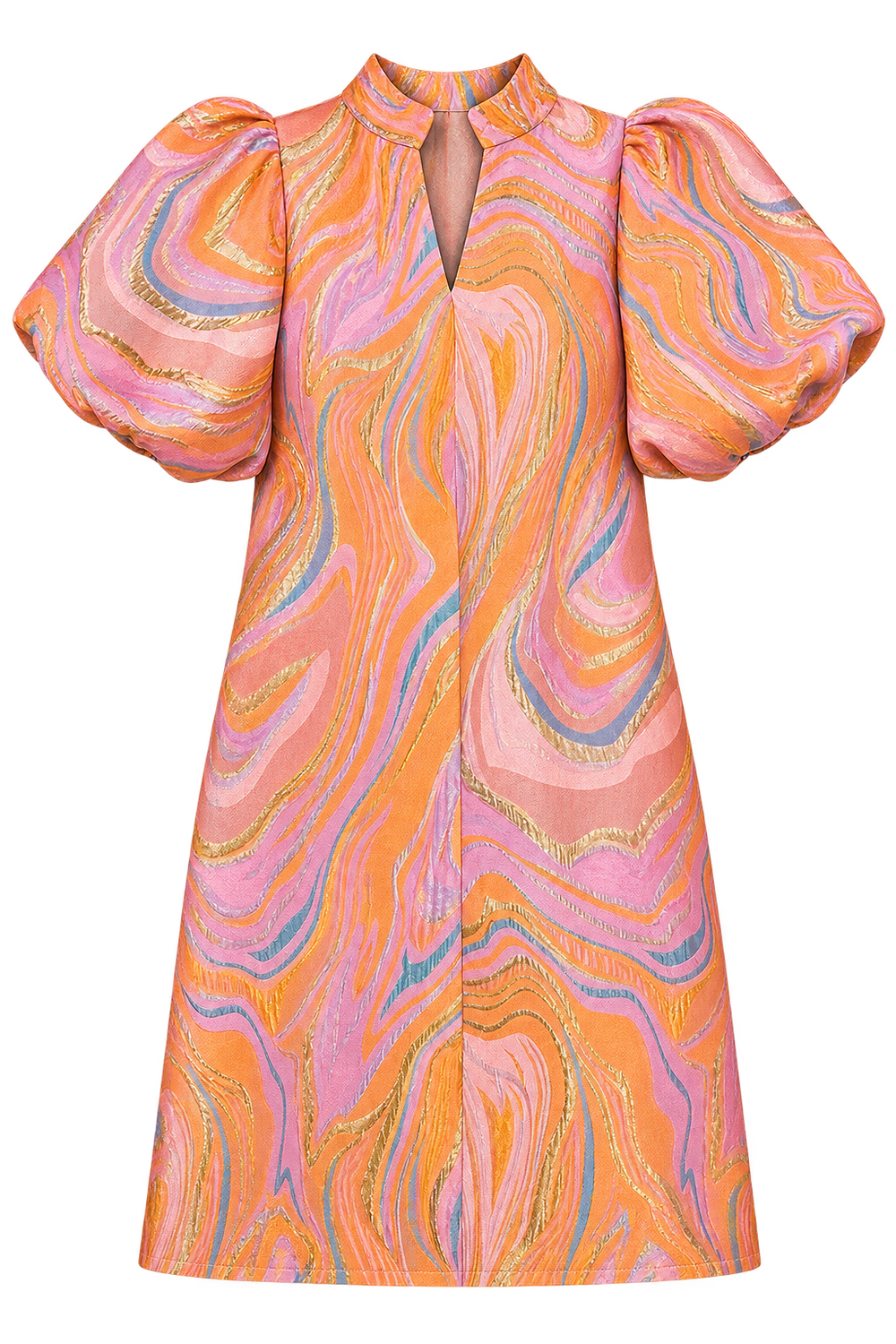 Pink Puff Sleeve Textured Dress Pink Puff Sleeve Textured Dress