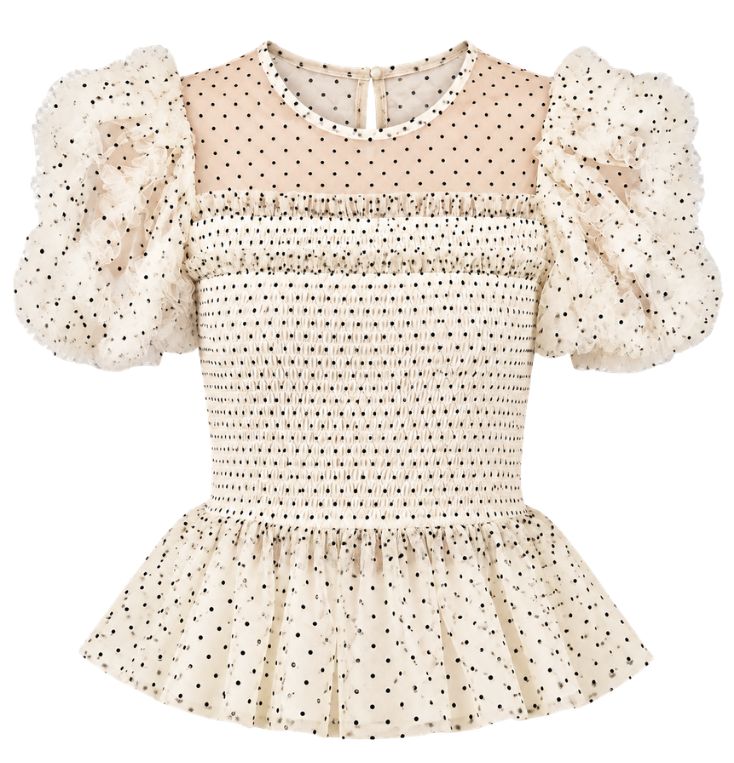 Polka Dot Puff Sleeve Tulle Top