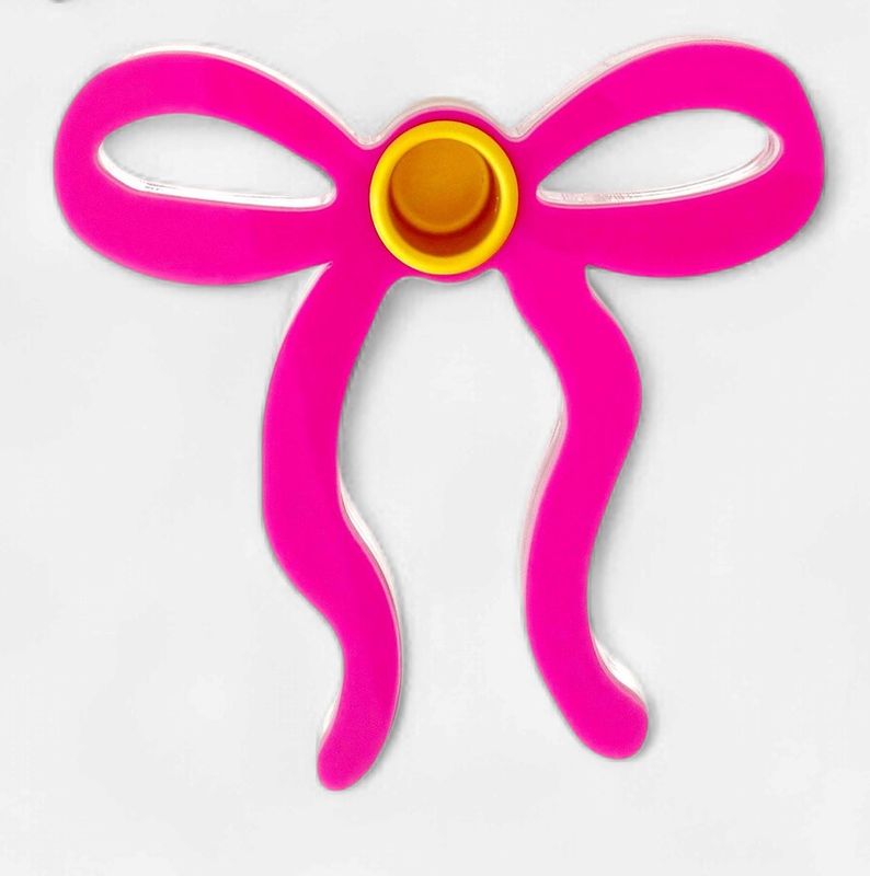 Thin bow acrylic candle holder: Pink