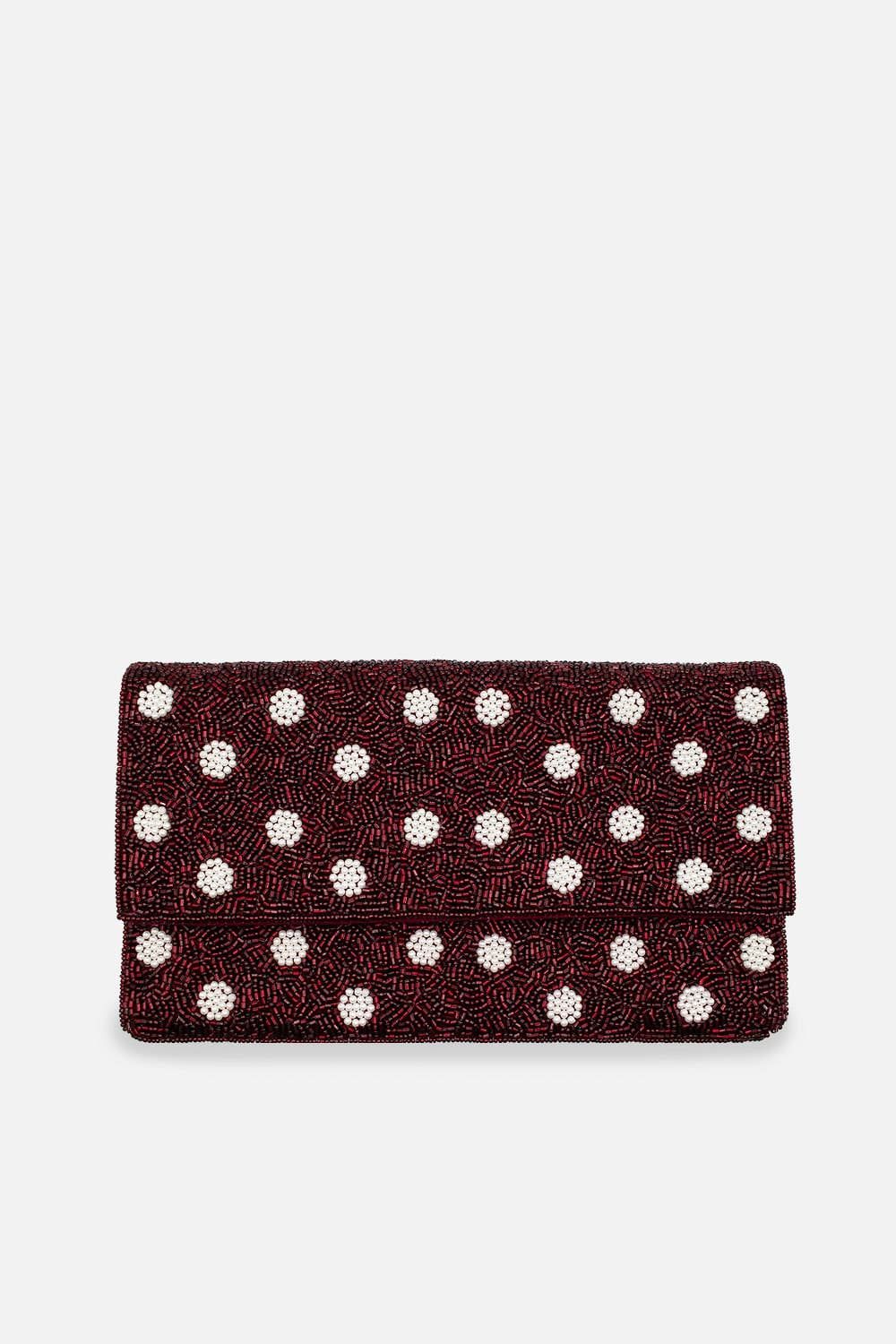 Burgundy Polka Dot Beaded Clutch Burgundy Polka Dot Beaded Clutch
