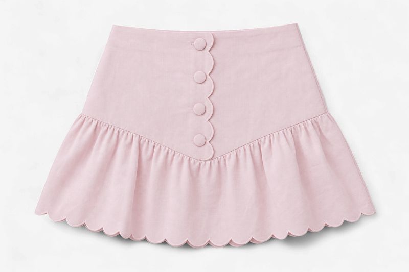 Scalloped Button Mini Skirt