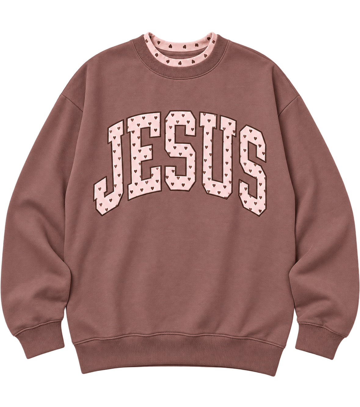 'JESUS' Heart Applique Varsity Sweatshirt