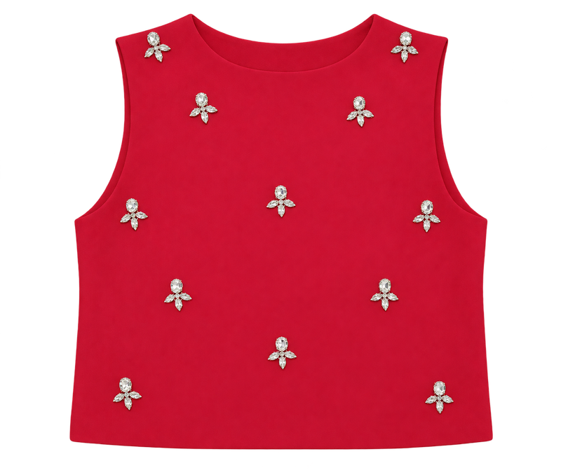 Red Carpet Rhinestone Top