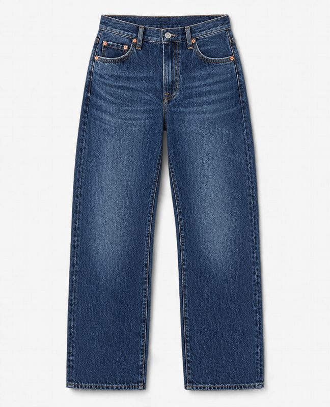 Lexi Mid Rise Bowed Straight Leg Jeans