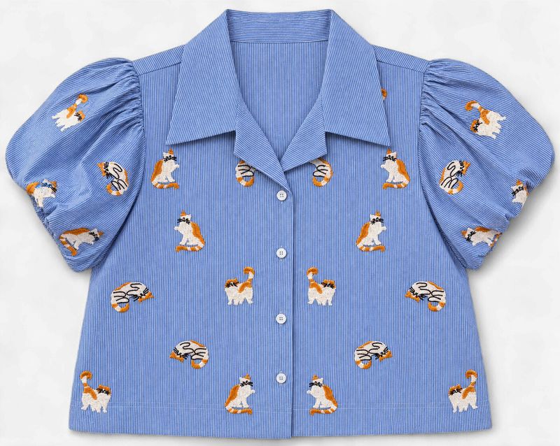 Cat Puff Sleeve Blouse