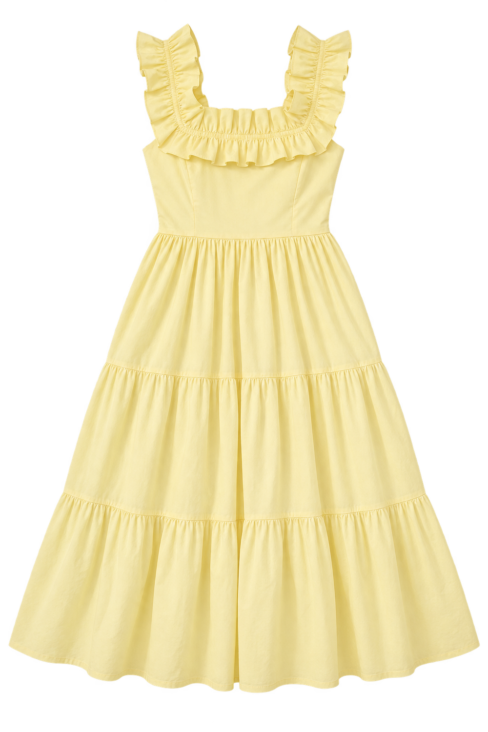 Tiered Sleeveless Dress: Banana Tiered Sleeveless Dress: Banana