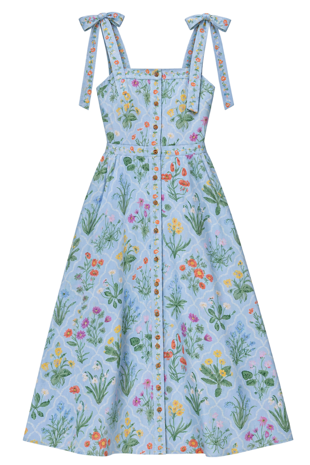 Sky Blossom Midi Dress