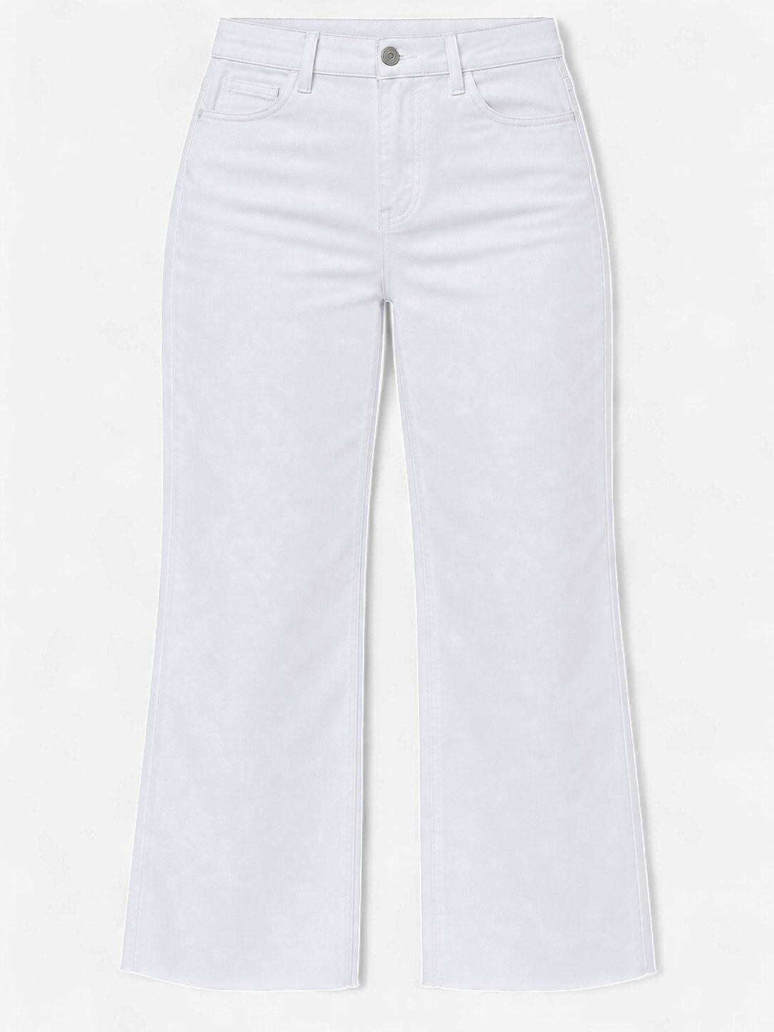 High Rise White Wide Leg Crop Jeans